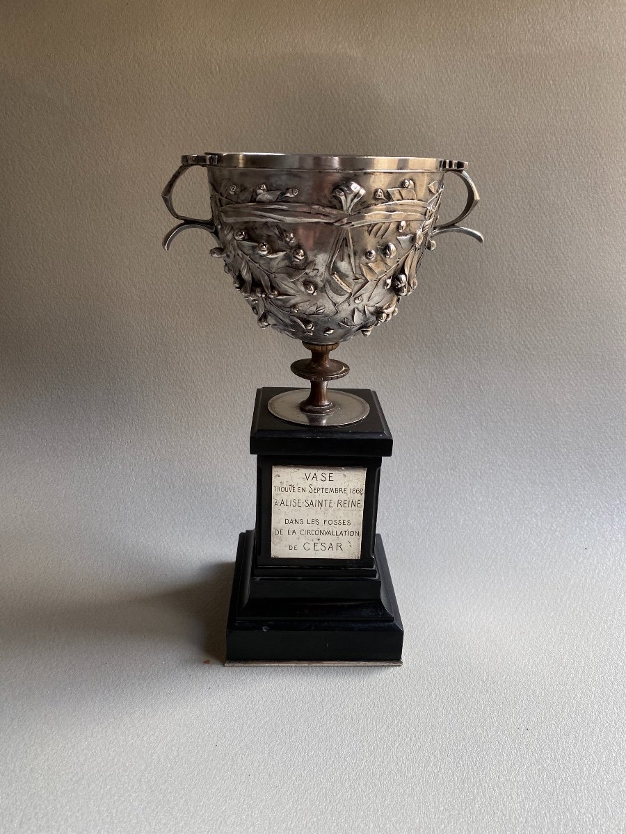 Roman Alésia Cup Silvered Bronze Replica By Barbedienne For Napoleon III-photo-3