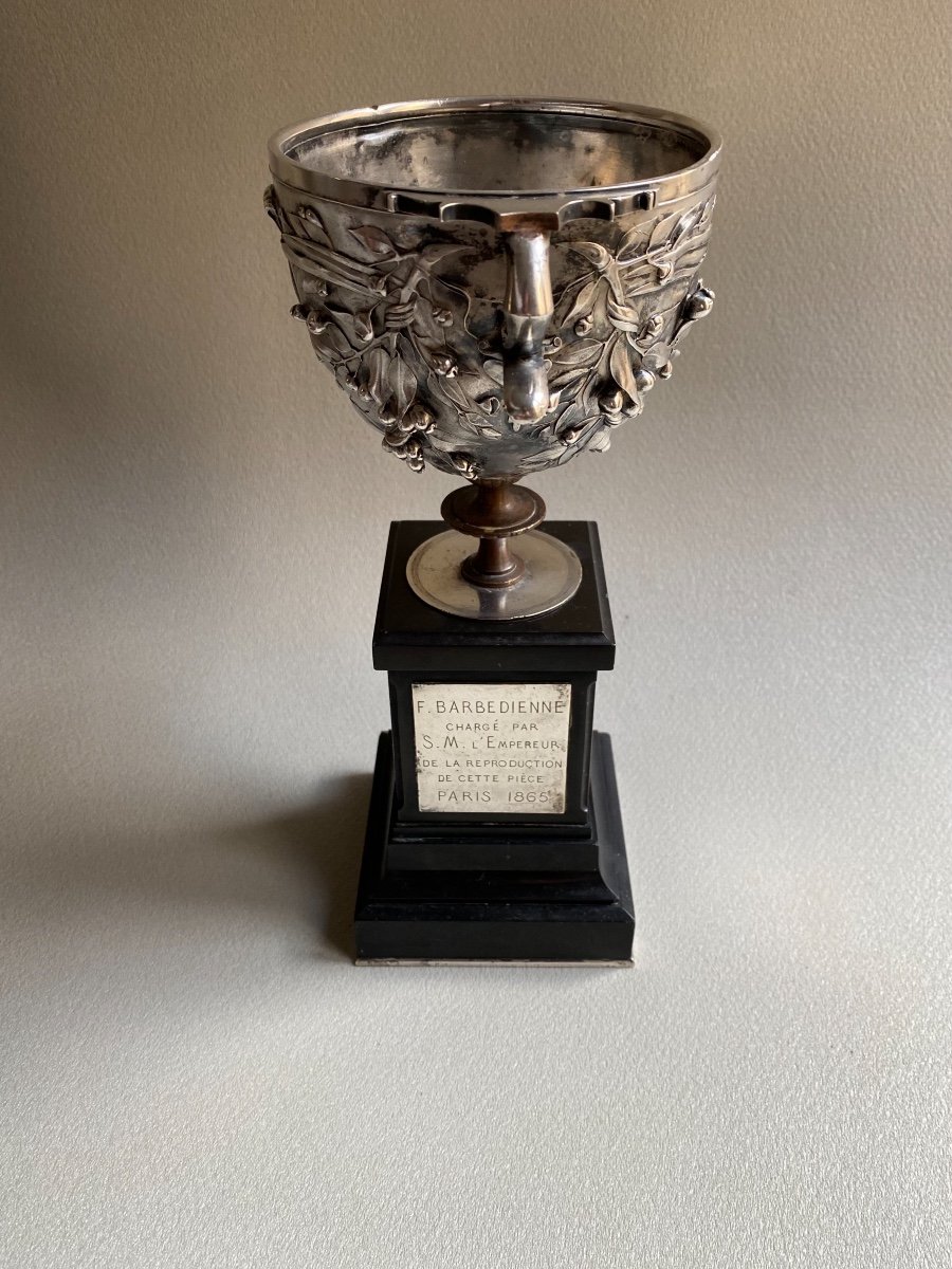 Roman Alésia Cup Silvered Bronze Replica By Barbedienne For Napoleon III-photo-4