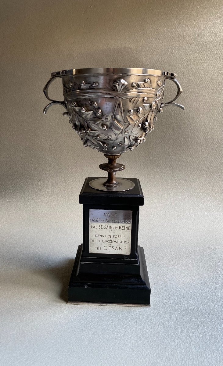 Roman Alésia Cup Silvered Bronze Replica By Barbedienne For Napoleon III-photo-1