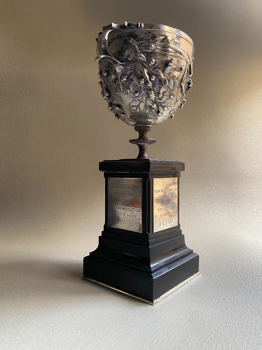 Roman Alésia Cup Silvered Bronze Replica By Barbedienne For Napoleon III-photo-5