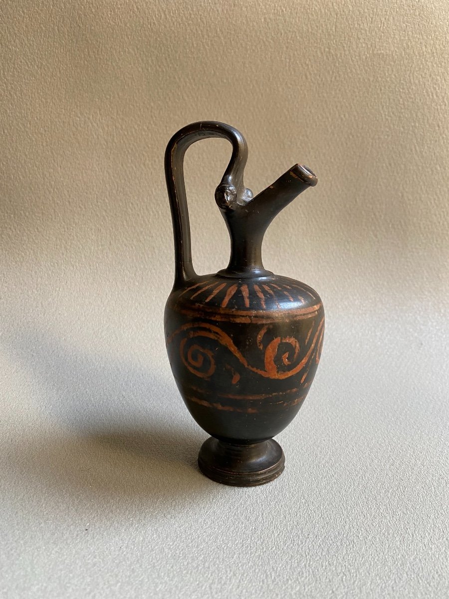 Oenochoé En Céramique Décor De Volutes et mascarons  Grande Grèce Apulie  IV Av.j.c. Italie-photo-2
