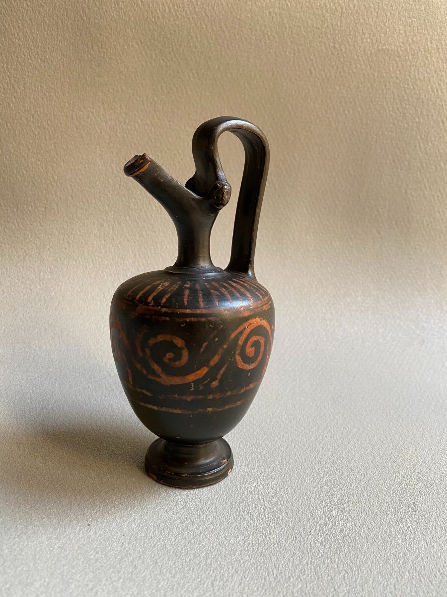 Oenochoé En Céramique Décor De Volutes et mascarons  Grande Grèce Apulie  IV Av.j.c. Italie-photo-4