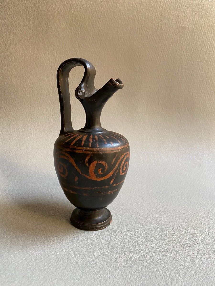 Oenochoé En Céramique Décor De Volutes et mascarons  Grande Grèce Apulie  IV Av.j.c. Italie-photo-7
