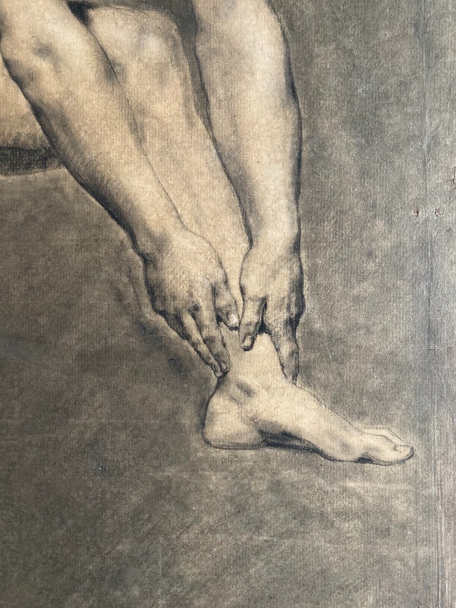 Atelier du Baron Gros Dessin Académie D’homme Romantique Nu Masculin XIX-photo-4