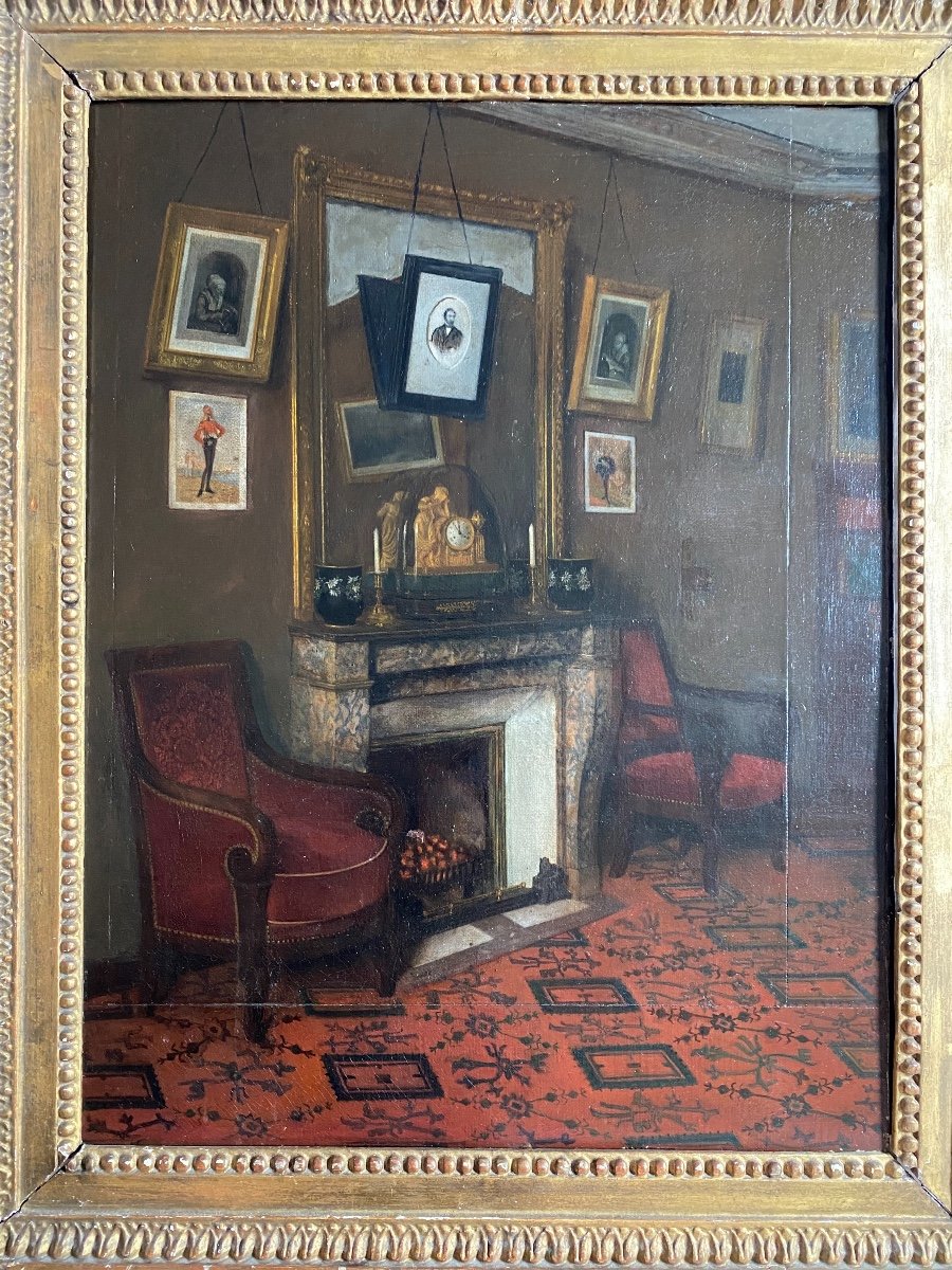 Intérieur D’époque Restauration Peinture Ecole Française Du  XIXe -photo-4