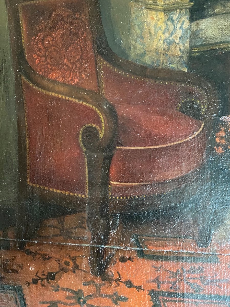 Intérieur D’époque Restauration Peinture Ecole Française Du  XIXe -photo-6