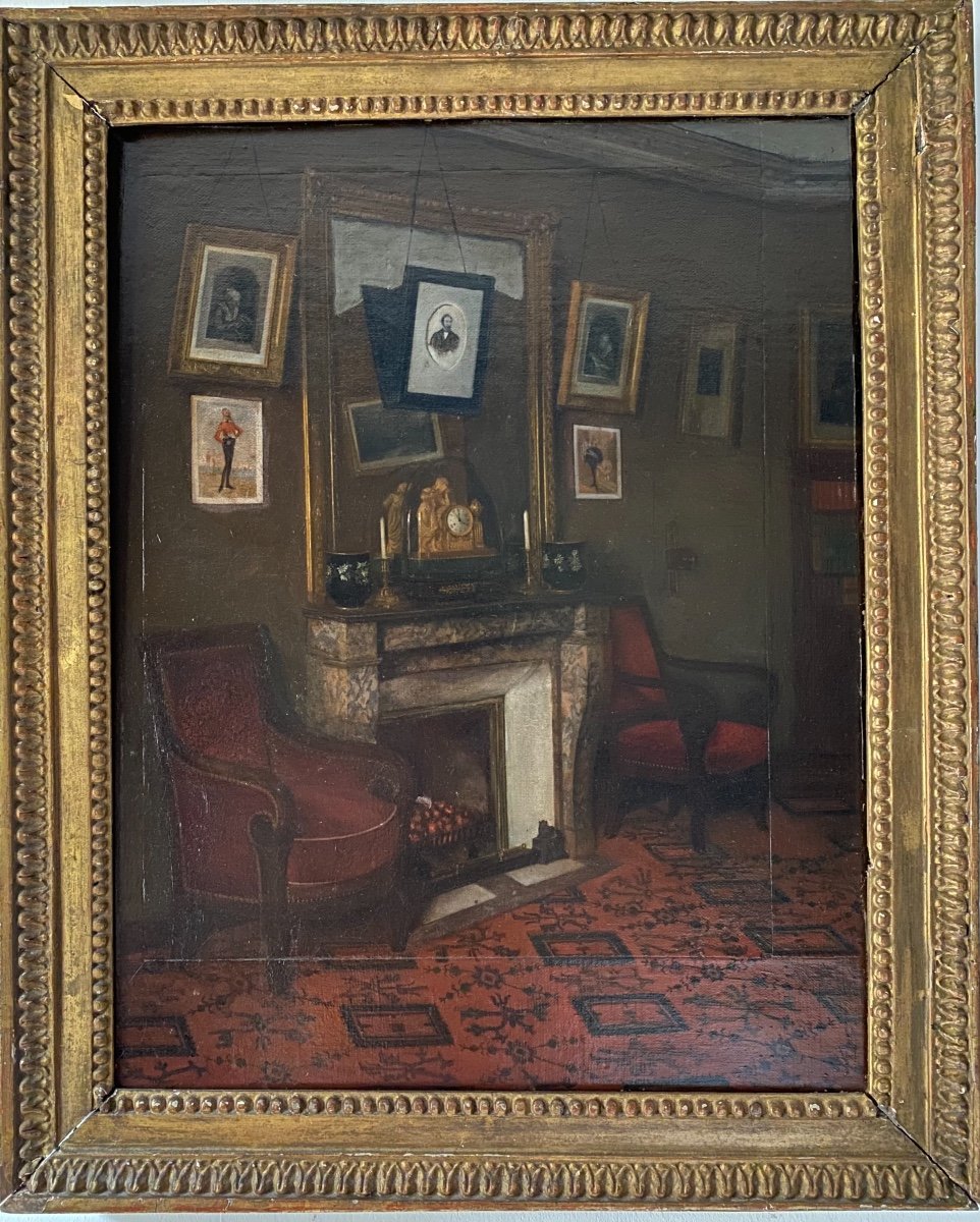 Intérieur D’époque Restauration Peinture Ecole Française Du  XIXe 