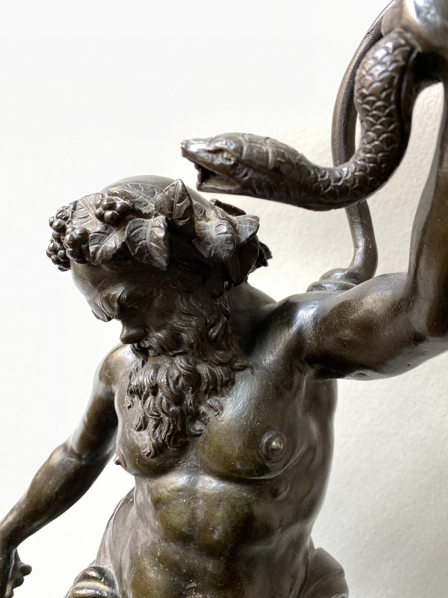 Silenus Bacchus Drunk Bronze After The Antique Of Naples Mountable In Lamp Italy-photo-1