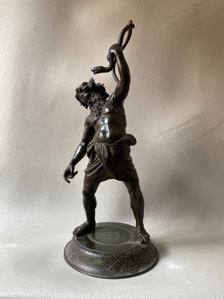 Silenus Bacchus Drunk Bronze After The Antique Of Naples Mountable In Lamp Italy-photo-6