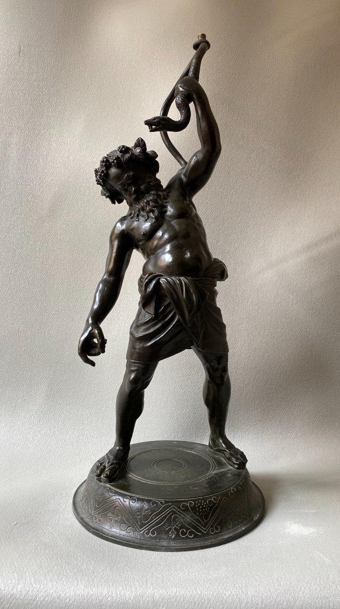 Silène Bacchus  Ivre Bronze d'Après l'Antique de Naples  Montable En Lampe Italie 