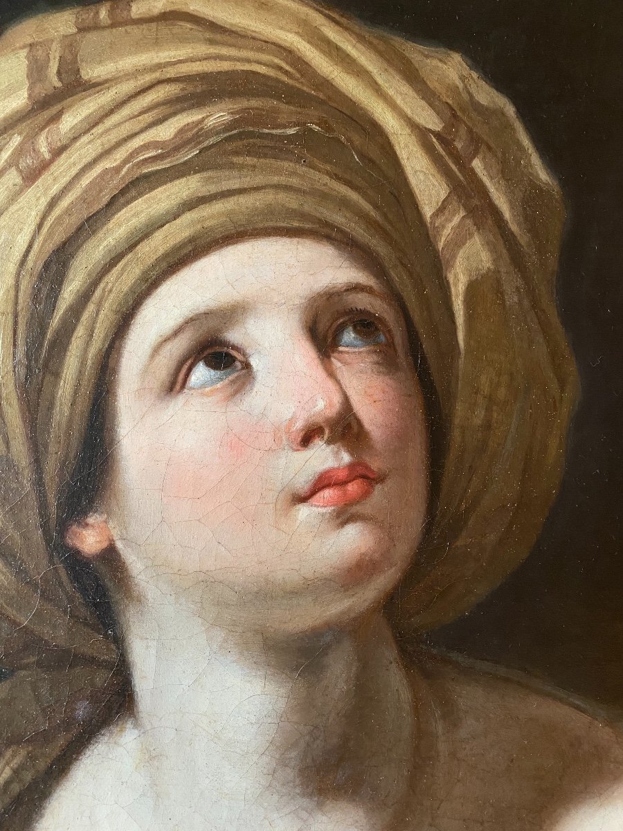 Portrait De Sibylle D’après Guido Reni école Bolonaise  Italie - Fin XVII Debut  XVIII femme-photo-2