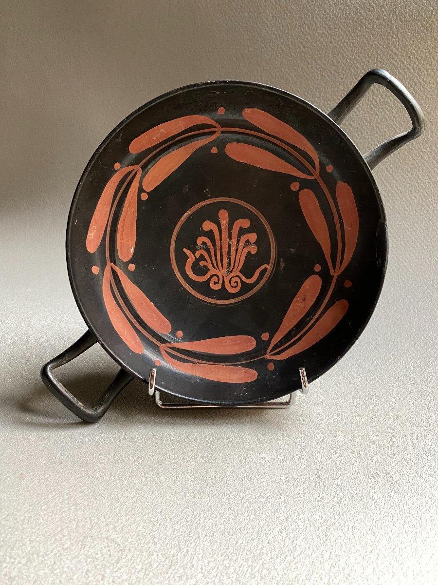  Kylix antique  Coupe Sur Pied à Décor Surpeint Rouge Grande Grèce Apulie Italie  IV a.JC  -photo-2