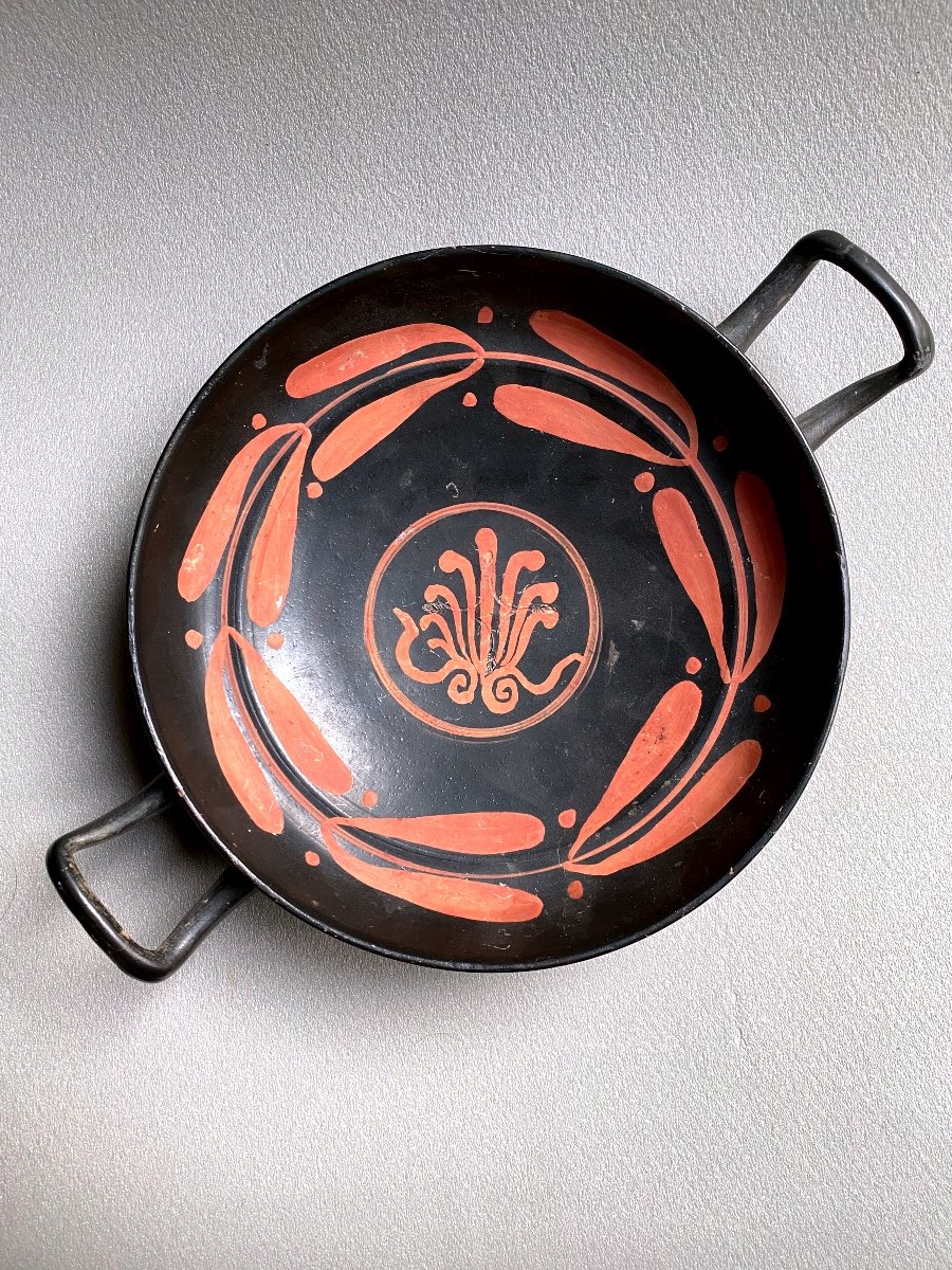  Kylix antique  Coupe Sur Pied à Décor Surpeint Rouge Grande Grèce Apulie Italie  IV a.JC  -photo-4