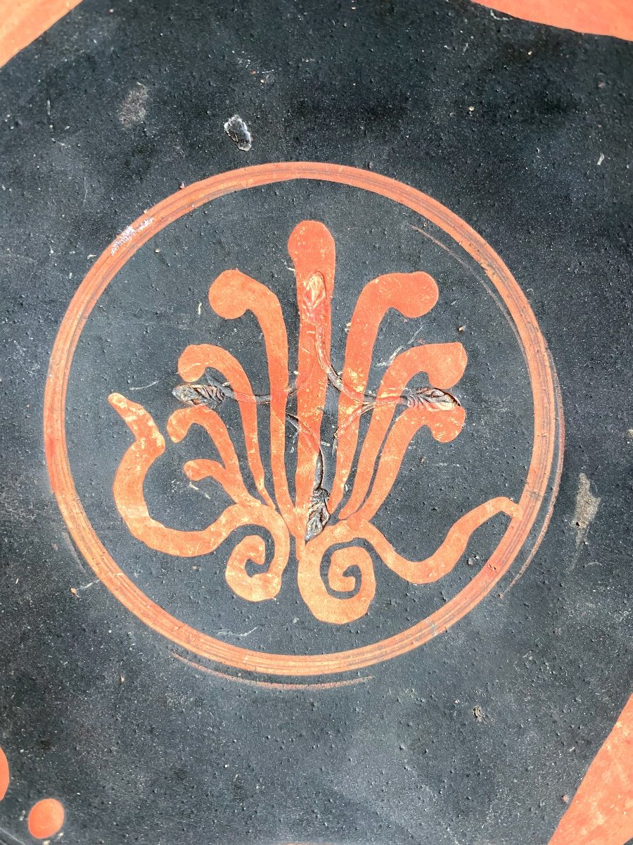  Kylix antique  Coupe Sur Pied à Décor Surpeint Rouge Grande Grèce Apulie Italie  IV a.JC  -photo-1