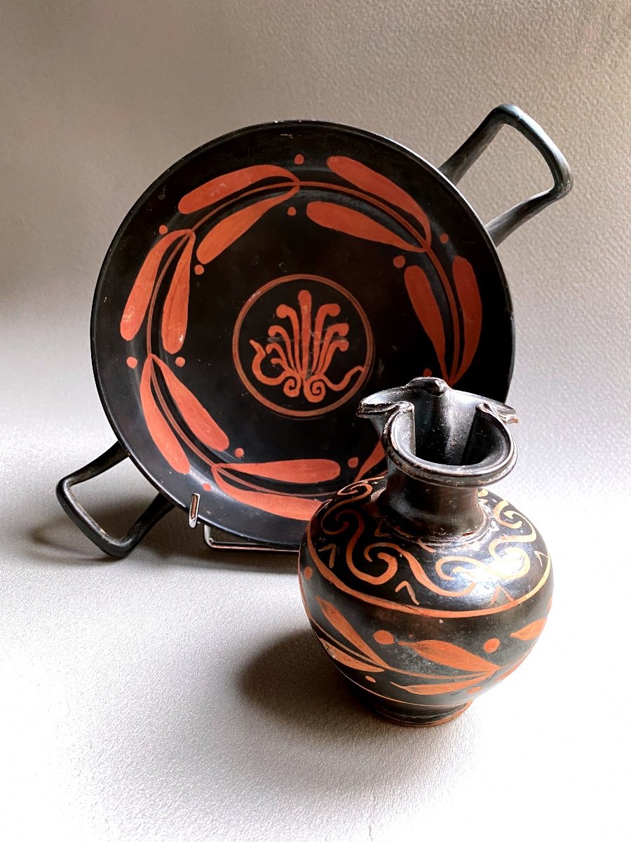  Kylix antique  Coupe Sur Pied à Décor Surpeint Rouge Grande Grèce Apulie Italie  IV a.JC  -photo-7