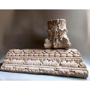 Grand  Fragment Marbre Romain élément Architecture Antique II - III