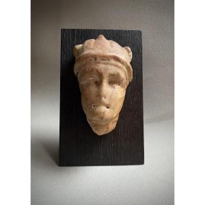 Portrait d’Alexandre Le Grand, Casque Cornu, haut de colonne pilier Marbre jaune antique romain