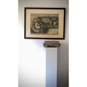 Grand Dessin d’Architecture Chapiteau Ionique d’après l’art Romain antique, école française XIX
