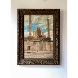 Vue colonnes temple romain, Gustave-Max Stevens , 