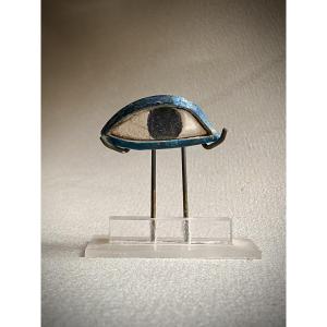 ŒIL D’INCRUSTATION DE MASQUE DE SARCOPHAGE ÉGYPTIEN, CÉRAMIQUE ET PIERRE, ÉGYPTE ANTIQUE