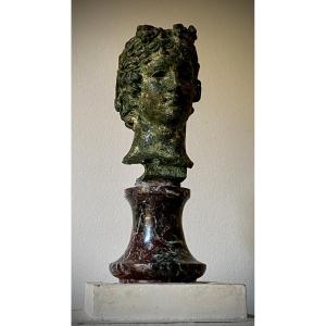Bust Of A Man After Greek-roman Antique 19th Century Bronze With An "excavation" Patina 