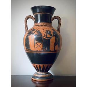 Grand vase d’après l’antique Grec scène mythologique Œdipe Sphinx Heracles, Grand Tour XIX