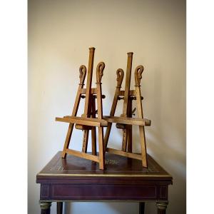 19th-century Empire-style Table Easel With Swan-neck Arms, Display Stand, And Wooden Base For A Painting 