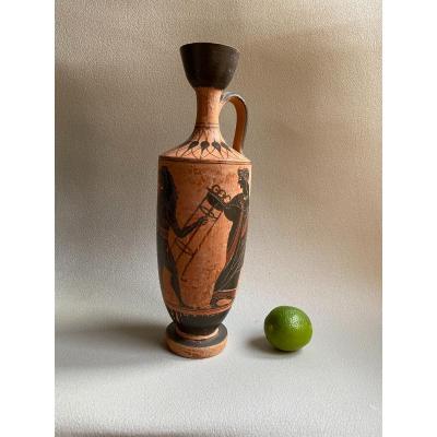 Grand Lecythe , Vase Grec Ancient scène mythologie  antique , XIXe Où Avant . 