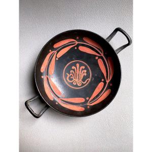  Kylix antique  Coupe Sur Pied à Décor Surpeint Rouge Grande Grèce Apulie Italie  IV a.JC  