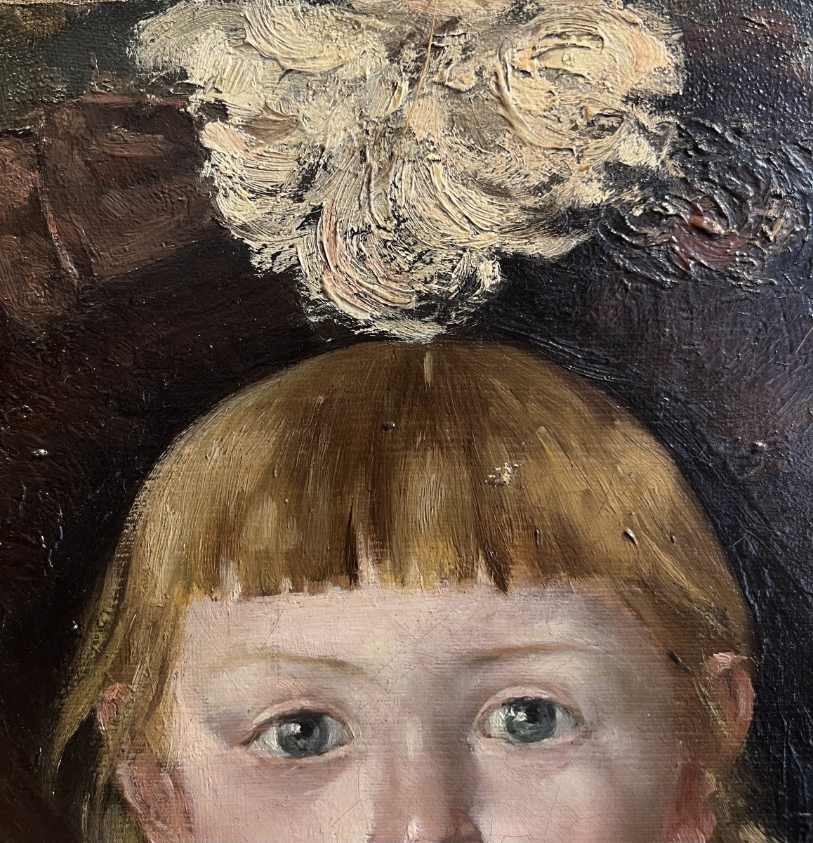 Théodore Rivière (1857-1912) Portrait de petite fille Huile sur toile -photo-4