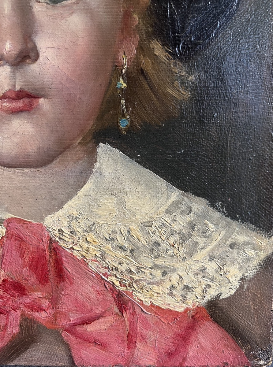 Théodore Rivière (1857-1912) Portrait de petite fille Huile sur toile -photo-5