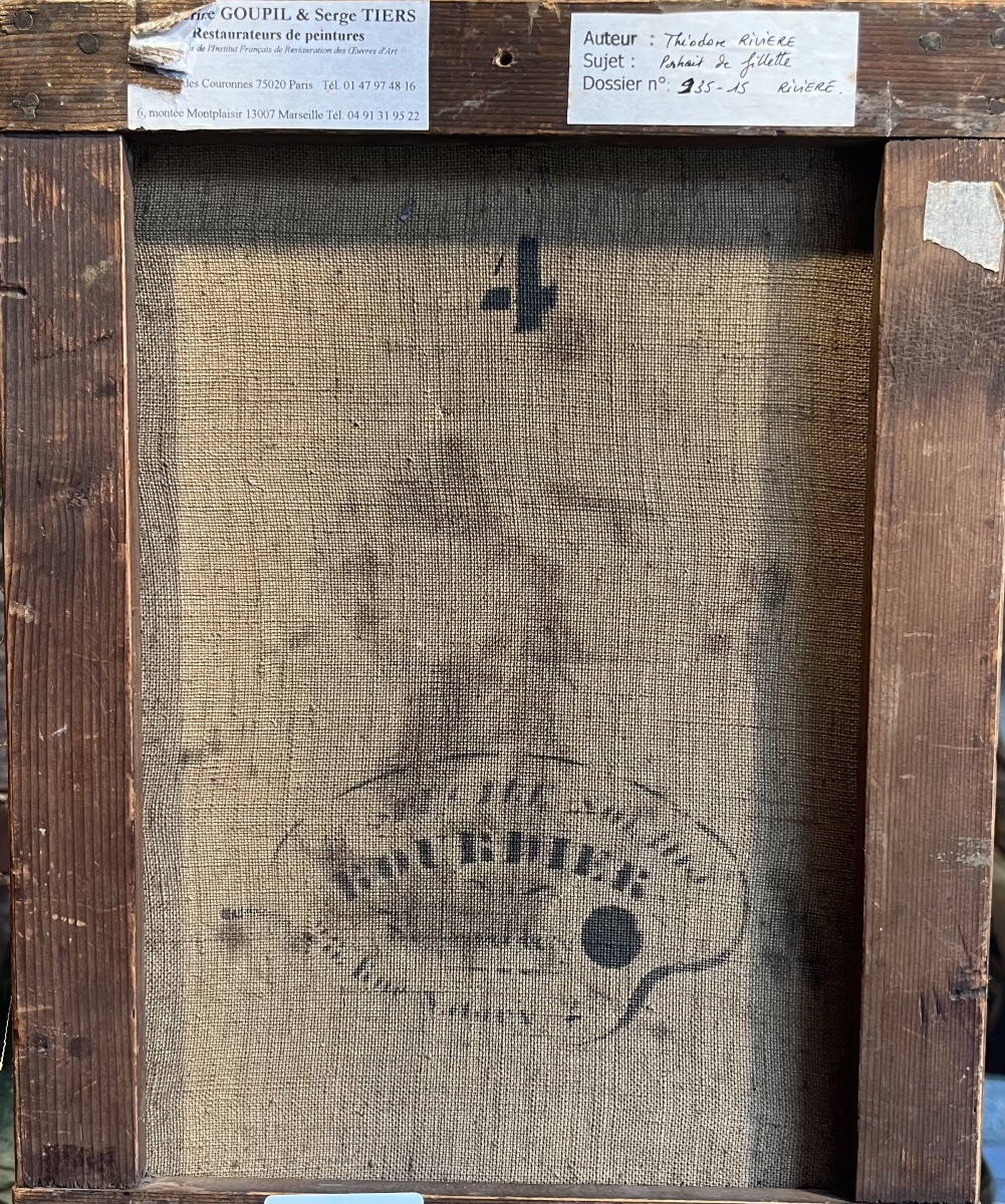 Théodore Rivière (1857-1912) Portrait de petite fille Huile sur toile -photo-6