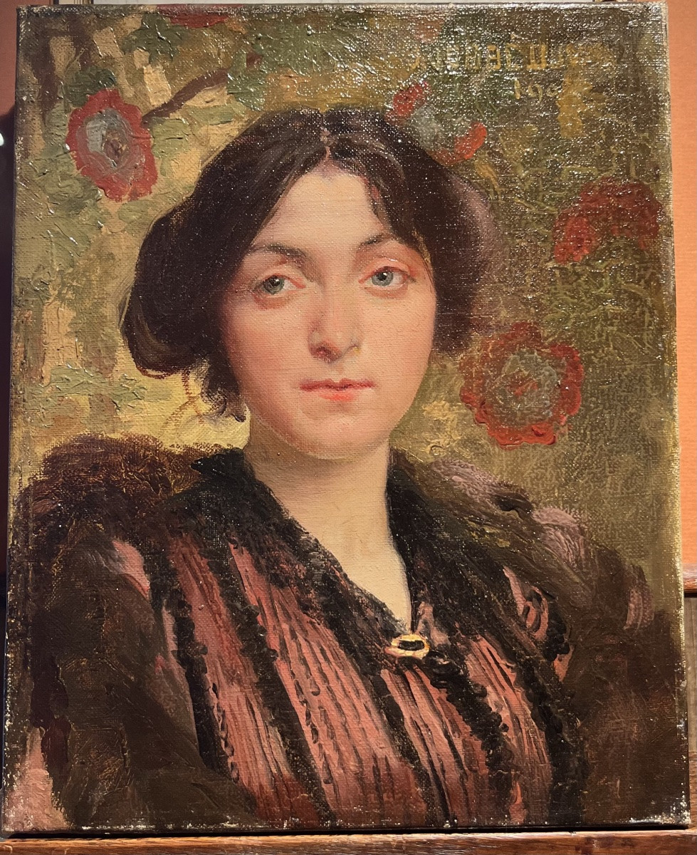 Portrait Of A Woman By Jacques Jobbé-duval (1854-1942) Oil On Canvas Signed And Dated-photo-1