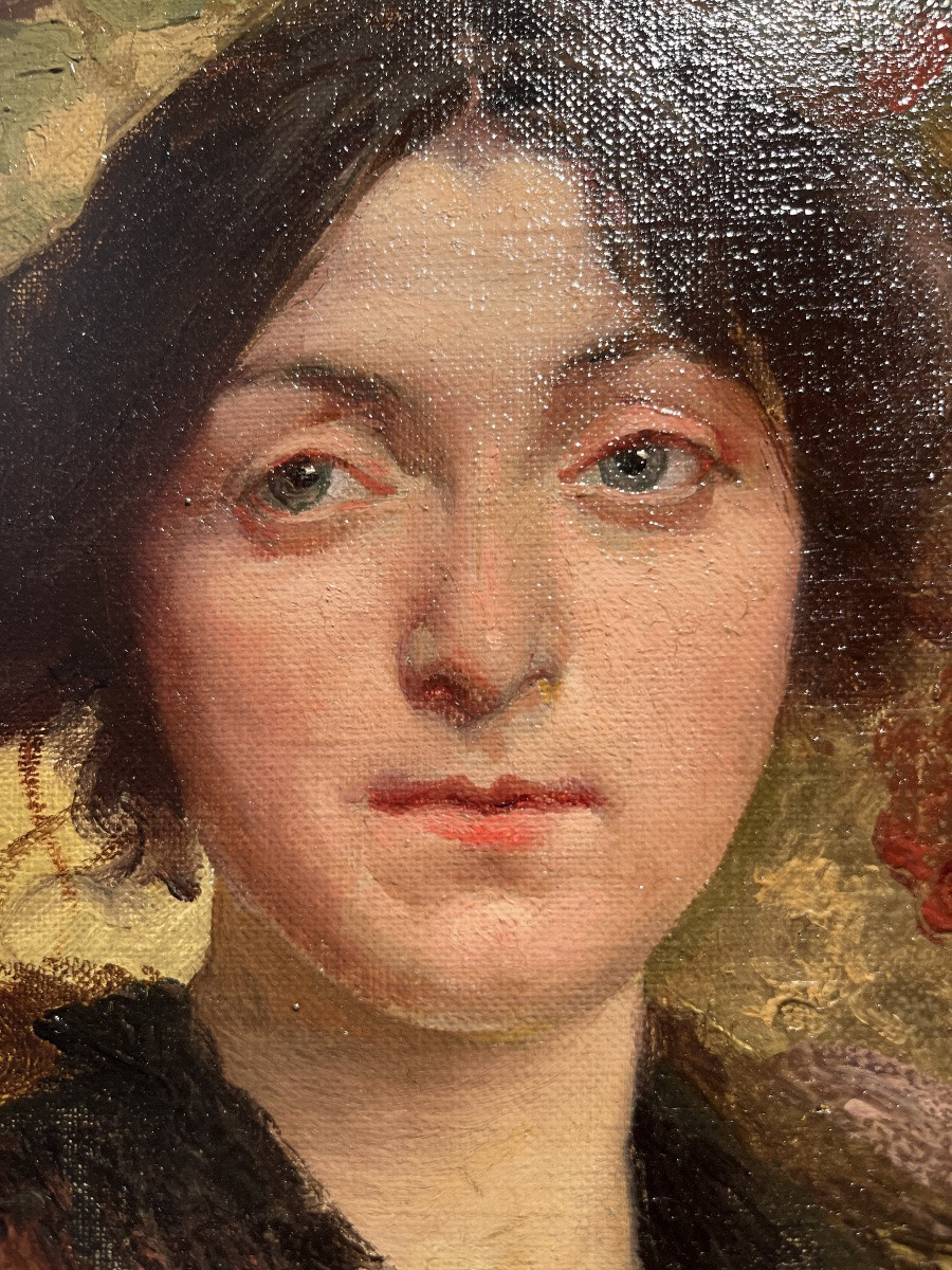 Portrait Of A Woman By Jacques Jobbé-duval (1854-1942) Oil On Canvas Signed And Dated-photo-2