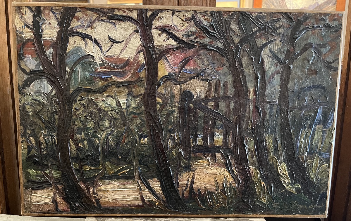 Paysage Huile sur toile Signé-photo-2