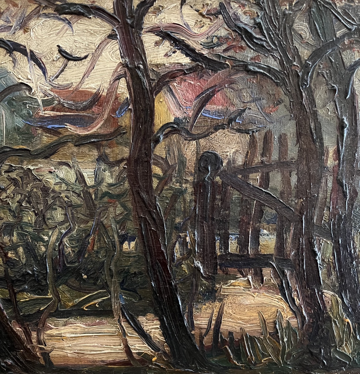 Paysage Huile sur toile Signé-photo-4