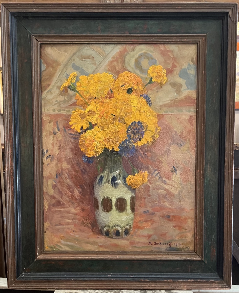 Nature Morte Fleurs Maurice Sarkissoff 1912 huile sur carton 