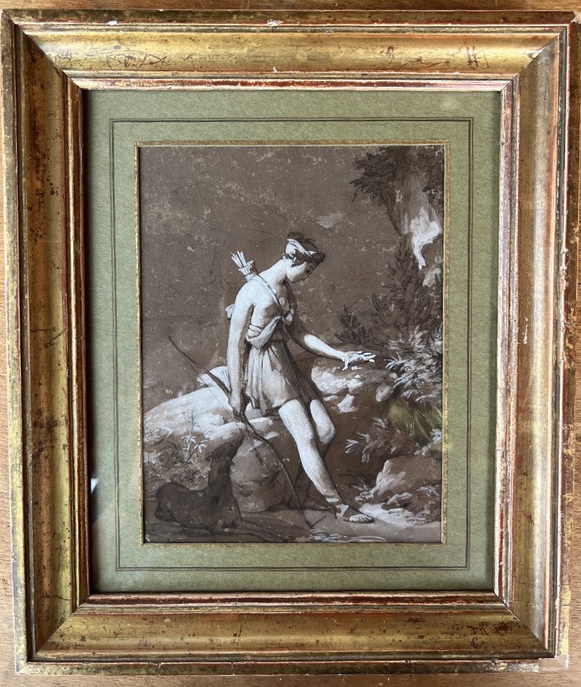Diane Léon Cogniet (1794–1880) Charcoal On Black Paper, Brown Ink Wash, Highlights In White Gouache 
