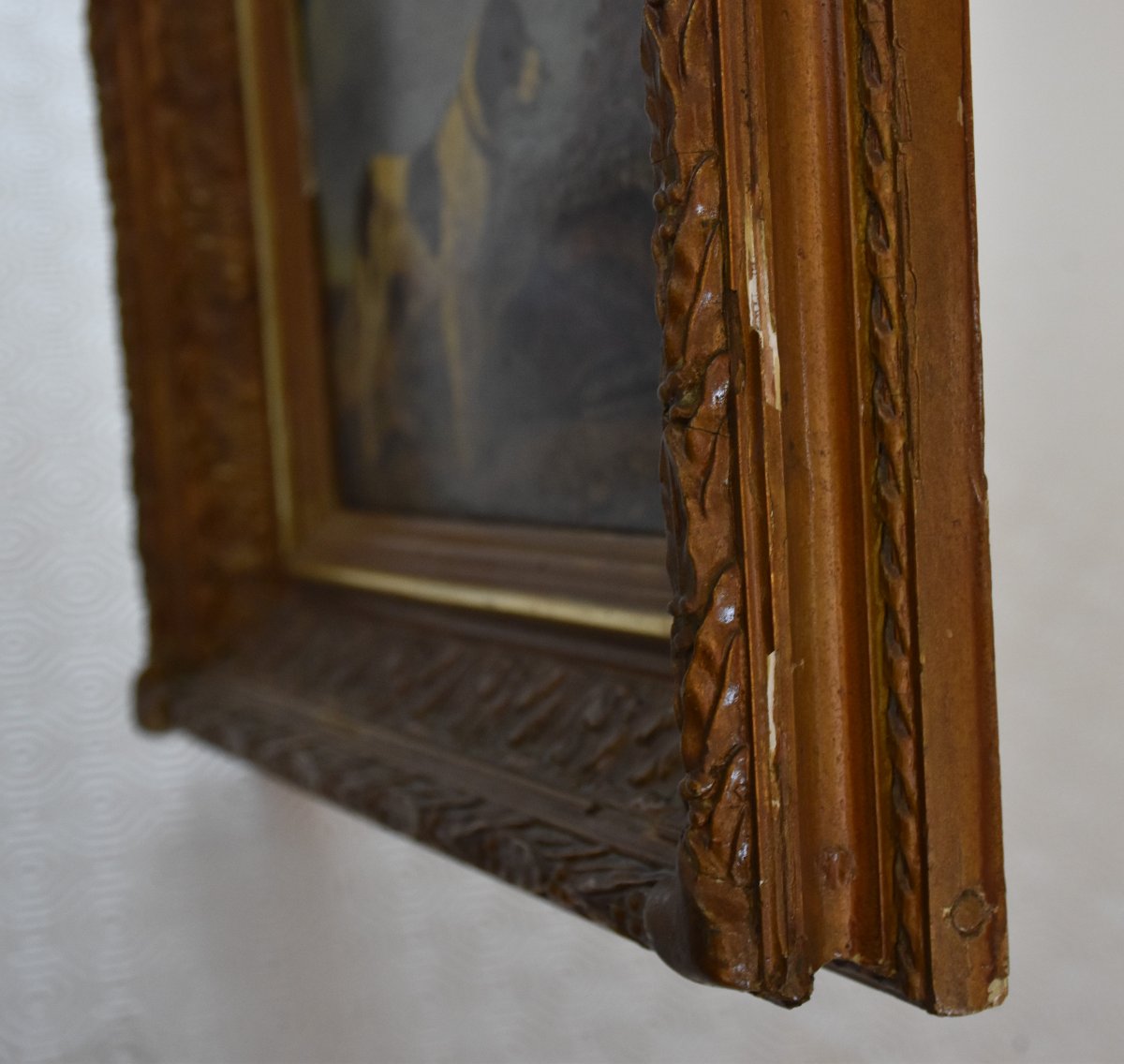Oil On Panel, Signed Vincent De Vos (1829–1875). Hunting Dog-photo-5