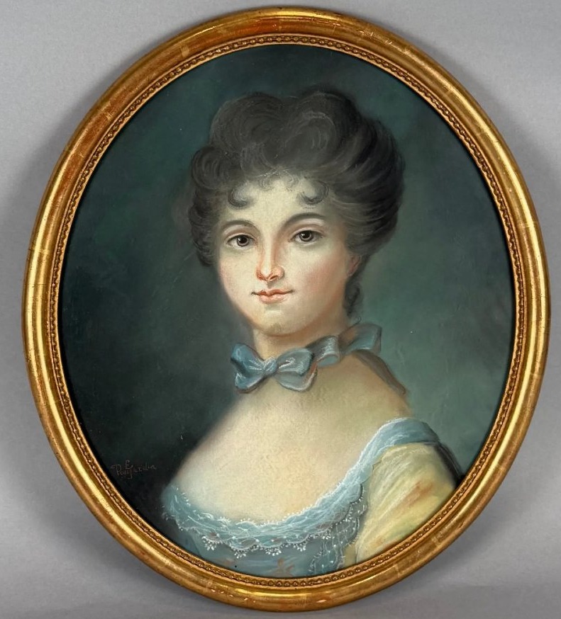 Portrait Dame – Pastel ovale – École française, époque Louis XVI, vers 1775–1785-photo-2