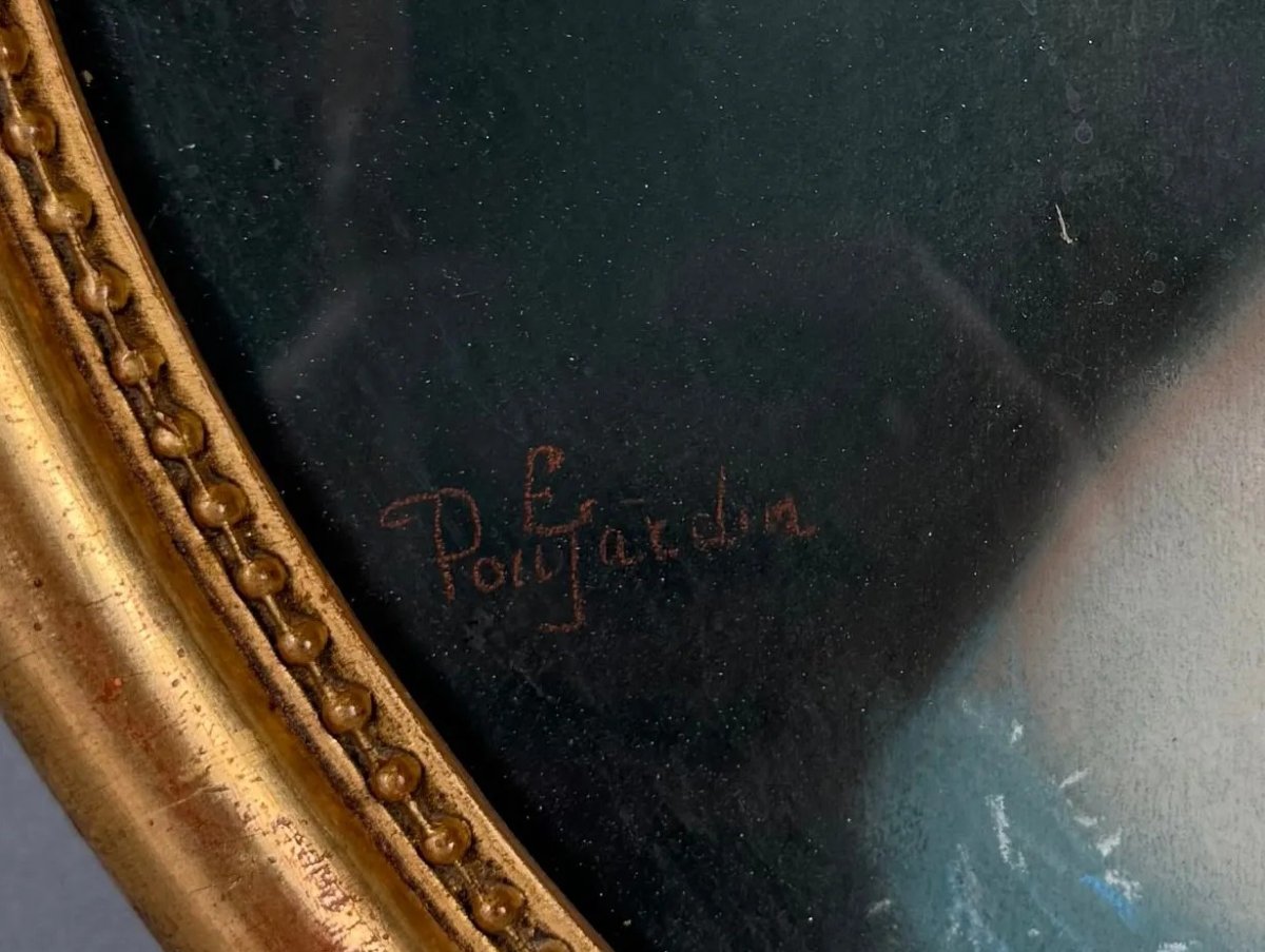 Portrait Dame – Pastel ovale – École française, époque Louis XVI, vers 1775–1785-photo-1