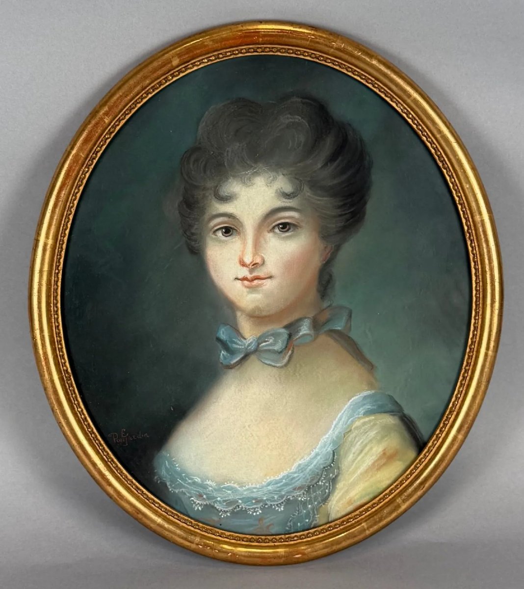 Portrait Dame – Pastel ovale – École française, époque Louis XVI, vers 1775–1785