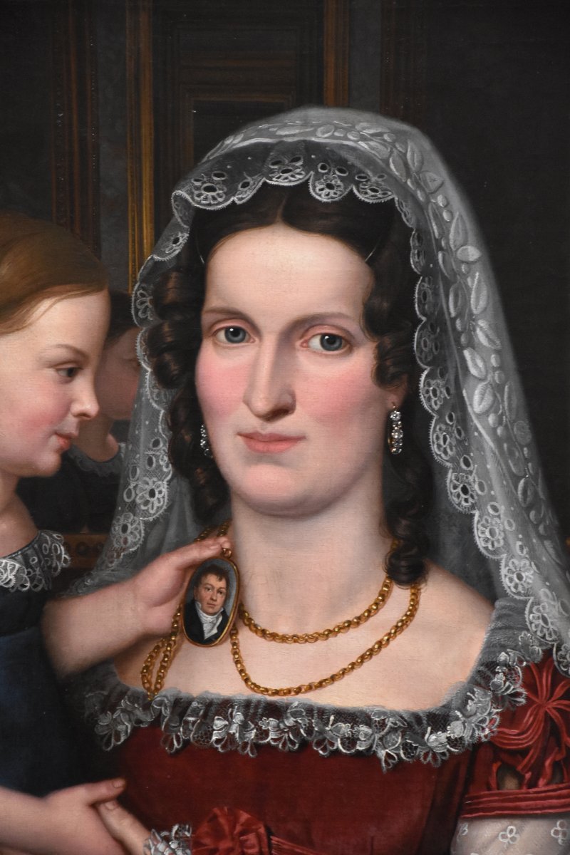 Portrait - Caroline de Brunswick et la Princesse Charlotte de Galles – École anglaise vers 1810-photo-3