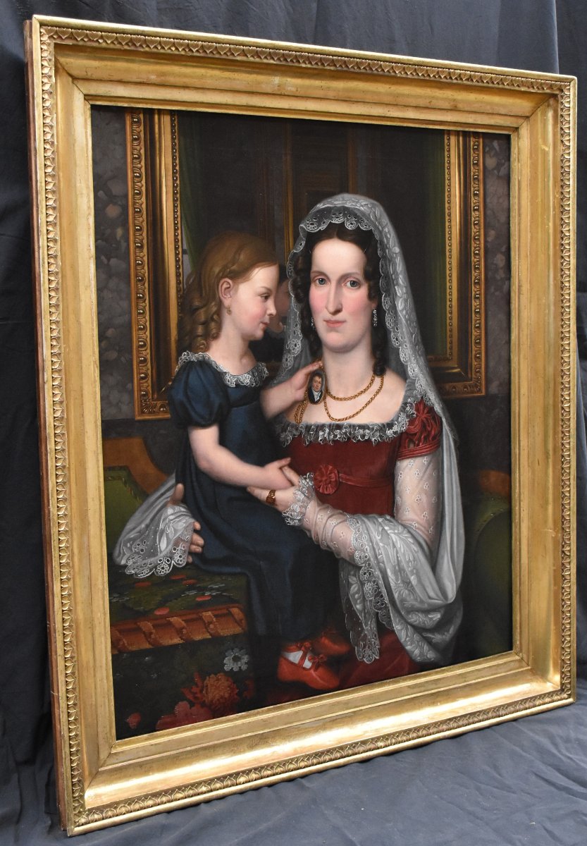 Portrait - Caroline de Brunswick et la Princesse Charlotte de Galles – École anglaise vers 1810-photo-2