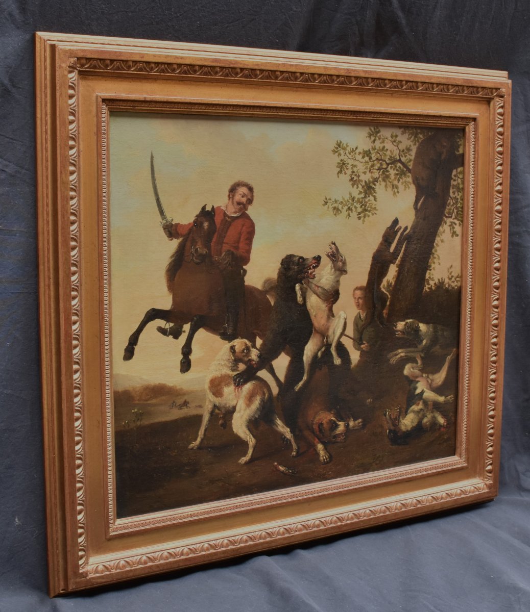 Dutch School, 17th Century Follower Of Paulus Potter (1625–1654) Bear Hunting Scene-photo-3