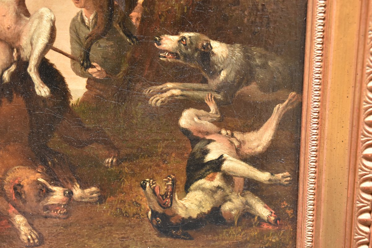 Dutch School, 17th Century Follower Of Paulus Potter (1625–1654) Bear Hunting Scene-photo-2