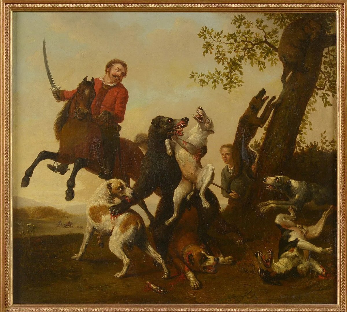 Dutch School, 17th Century Follower Of Paulus Potter (1625–1654) Bear Hunting Scene
