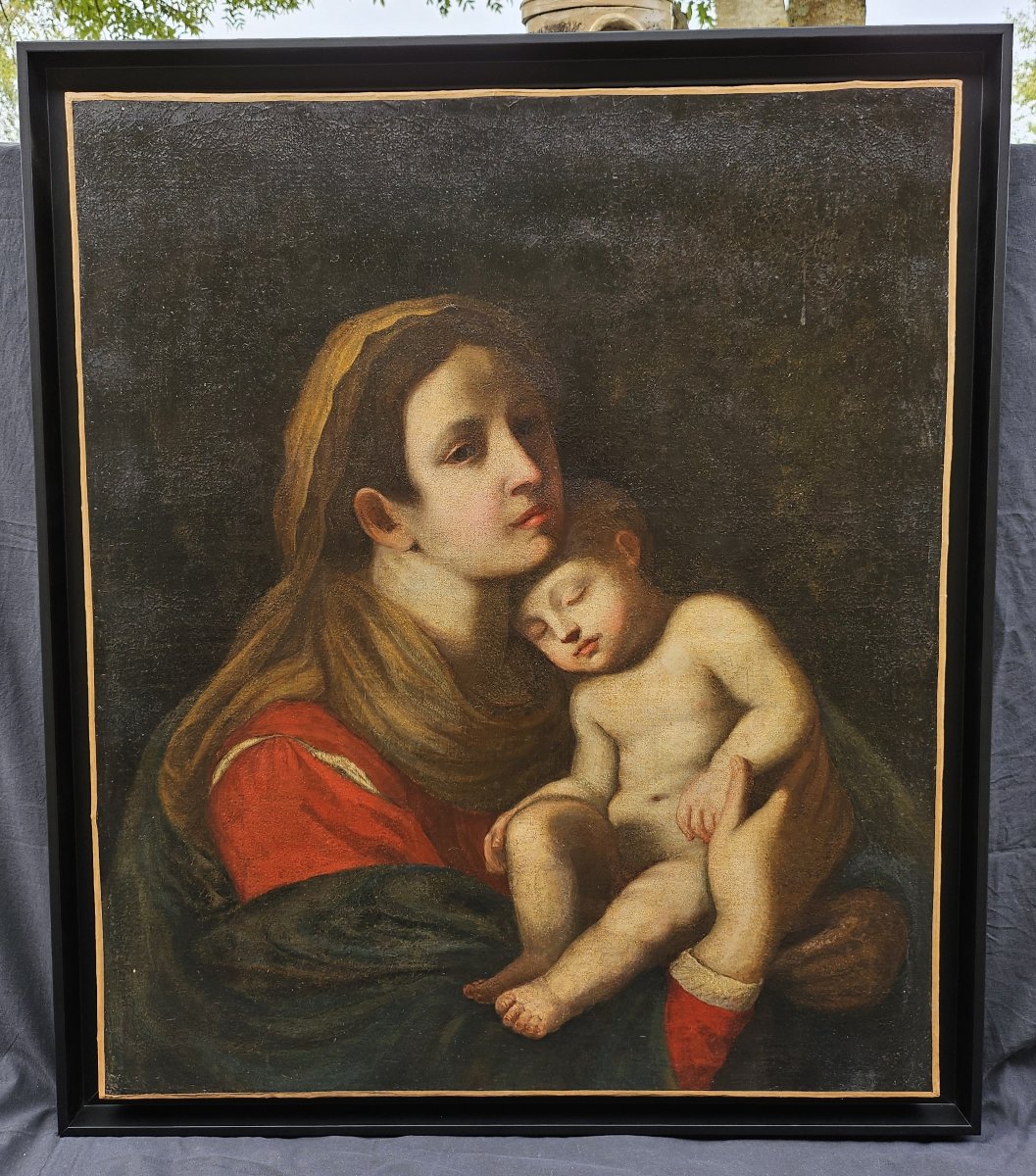 Oil On Canvas - Virgin With The Sleeping Child – 17th-century Italian School