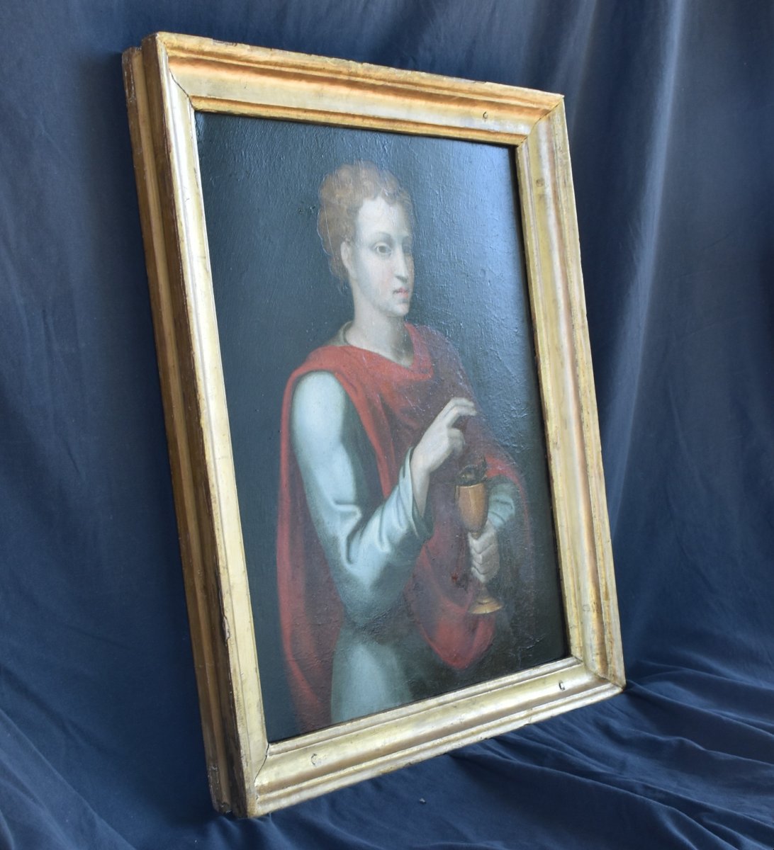 École espagnole vers 1580 – Saint Jean l'Évangéliste - Huile sur panneau - XVI ème siècle-photo-7