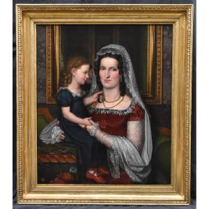 Portrait - Caroline Of Brunswick And Princess Charlotte Of Wales – English School, Circa 1810